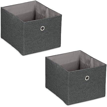 Relaxdays Aufbewahrungsbox, kleine Ordnungsbox aus Stoff, 2er-Set, HBT: 16 x 20,5 x 25 cm, Faltbarer Regalkorb, Farbwahl