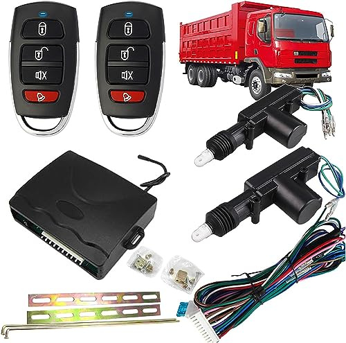 TINGSING Sistema de bloqueo central de potencia de 24 V CC, sistema de entrada sin llave de vehículo con control remoto automático para camión de 2 puertas, kit de cerradura de puerta de repuesto