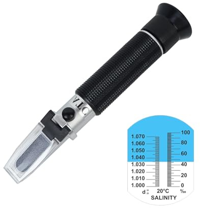 NANBEI Salinity Refractometer with ATC,Saltwater Aquariums Dual Scale 0-100 PPT & Specific Gravity 1.000-1.070 Salinity Tester,for Marine Monitoring,Fish Farming,Pool Hydrometer Meter