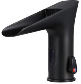 XJTNLB Automatischer Sensor Wasserhahn Schwarz Waschtischarmatur Sensor Wasserfall Wasserhahn mit Automatischer Stoppfunktion