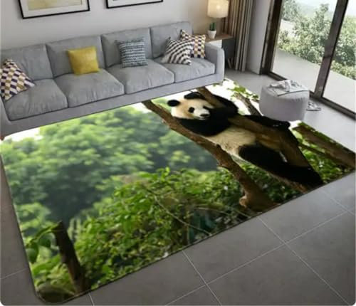 KIESEY Panda Print Bambus Teppich Wohnzimmer Schlafzimmer Türmatte Küche Eingang Dekoration rutschfeste Fußmatte 200x300cm