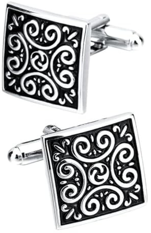 Quadratischer Manschettenknopf | Manschettenknöpfe Herren | Geschenk Hochzeit Triskell | Schmuck Herren Geburtstag Schmuck Edelstahl | Hemd Perlmutt Design Silber, Unique, Edelstahl, Keine