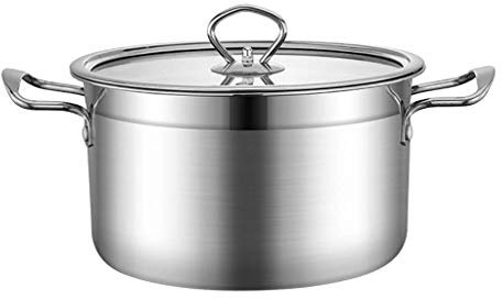 OQHAIR Braisières en Acier Inoxydable, cocotte avec Couvercle en Verre et Finition Miroir Poli (20,1 x 12,1 cm)