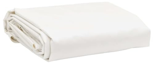 vidaXL White Tarpaulin 5x5m - Waterproof/UV & Canvas Cover with PVC Coating, 600 g/m², Multi-Purpose Protection for Garden Furniture & Work Materials