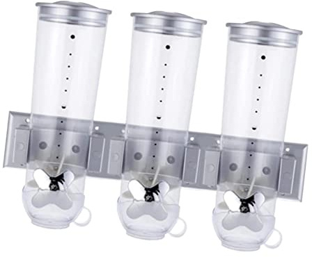 Dispensador de alimentos secos de montaje en pared, dispensador de aperitivos, despensa, contenedores de almacenamiento de granos de rejilla, dispensador de cereales, soporte de pared, contenedor de