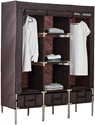 LAMEDOAT Tragbarer Kleiderschrank, Stoffgarderobe, Schrankmöbel, Kleiderschrank zum Aufhängen von Kleidung, doppelter großer Stoff, einfacher Kleiderschrank, Stoff, 140 x 50 x 175 cm, tragbarer Kleid