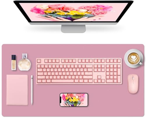 Sevenpers Schreibtischunterlage Pink, Schreibblock aus Kunstleder 80x40cm | Fröhliche und Lebendige Farbe Schreibtischschutz Rutschfeste Tischunterlage für Mädchen, kinder und Zuhause