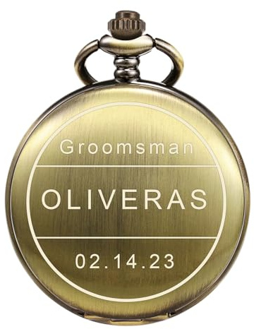 TREEWETO Personalisiert Graviert Taschenuhr mit Gravur Kette Herren Geschenk für Best Man Quarz Fobwatch Bräutigam Geschenke Für Hochzeit Trauzeuge Hochzeitsgeschenk