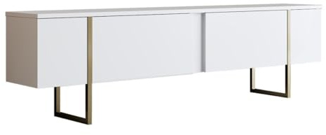 Calicosy Meuble TV 2 Portes Rabattables L180 Cm - Luxe - en Panneaux De Particules - Style Contemporain - pour Salon - L180 X l30 X H50 Cm