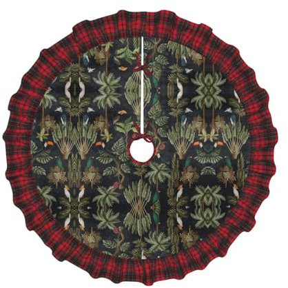 Aquarelle Cactus Noël Plaid Arbre Jupe Sapin de Noël Mat Fête du Nouvel An Maison Décoration Intérieure Blanc