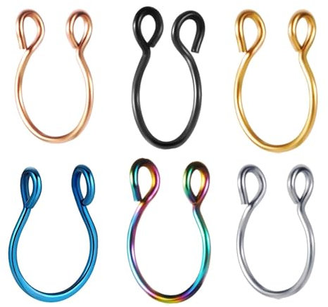 Tolldek 6 Stücke Edelstahl Piercing Nasenstecker, Bunt 20G Stud U 10MM Nase Piercings, Piercing Tragus Stecker, Lippen Ohr Nasen Piercing Schmuck für Frauen