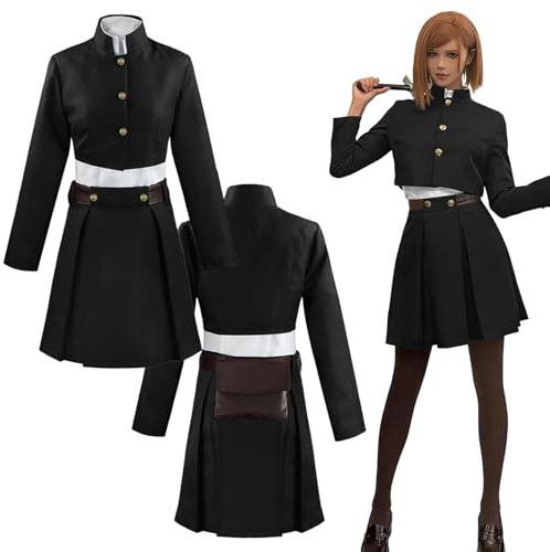 MeYuxg Satoru Gojo Cosplay Costume, Anime Cosplay Costume, Gojo Satoru School Uniform, Jacket with Glasses, Carnival Costume, Adult Anime Uniform Outfits for Carnival, Halloween Costume, Black, S
