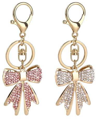 BOXOB 2stk Schlüsselanhänger Strass Schleife, Taschenanhänger Schleife Schleifen Schlüsselanhänger Glitzer Strass für Schlüsselbund Geldbörse Handtasche Rucksack Anhänger