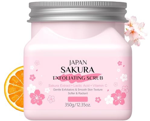 Gommage à la fleur de cerisier pour le corps et le visage, exfoliant doux pour une peau lisse et douce, exfoliant quotidien pour le corps, le visage, les mains, les pieds, 350 g