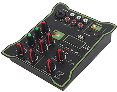 Mixer Audio, Mini Mixer USB Bluetooth a 5 Canali con Chip di Effetti Digitali Mixer di Linea Plug and Play per Telefoni Cellulari