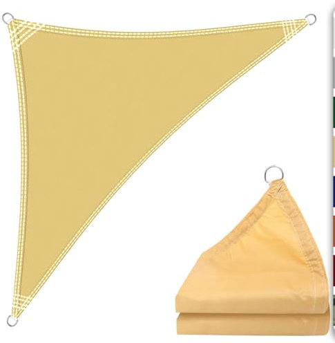 Sun Shade Sail 3m x 4m x 5m Triangle Sunscreen Waterproof Awning Canopy, 180g/㎡ Shade Cover UV Block with Free Rope for Outdoors Activities, Garden, Patio, Yard, Party. (Yellow)