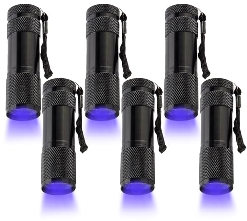 POCKETMAN 6-pack Ultra Violet ficklampa LED, 395 nm husdjursurin detektor och förfalskade pengar identifierare – multifunktionellt svart ljus för heminspektion, säkerhetskontroller, husdjur, samlare