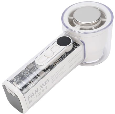 Pissente Tragbarer Hand Lüfter mit EIS Kühlung 100 Zahnrad mit Leiser Halbleiter Kühlung Mini-Hochgeschwindigkeits-Taschen Ventilator mit Lanyard für Travel Home Beach (White)