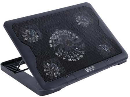 VILLCASE Tapis De Refroidissement pour Ordinateur Portable avec Ventilateurs Silencieux Support Ajustable Multi Angle Base Antidérapante Dissipateur Thermique USB Noir