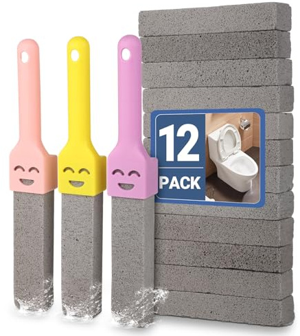 Confezione da 12 pietre pomice per WC con 3 manici, pietra pomice per wc ceramica, blocchi di pomice per la pulizia del WC per la pulizia, lavandini, calcare sulle piastrelle