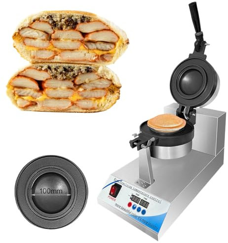 Macchina per hamburger, pressa elettrica per hamburger 1300W Macchina per waffle per hamburger commerciale elettrica, macchina per fornaio per gelato, sigillatura di hamburger/sandwich-50-