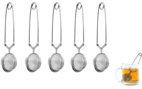 Hitopin 5 Pezzi Pinze da Tè in Acciaio Inox, Pinze per il Tè in Acciaio Inossidabile, Filtri a Forma di Sfera per Tè Sfuso, per Filtrare Diversi Tipi di Tè, Tè a Fiori, Facile da Pulire