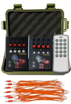 zenda club® Sistema de disparo remoto de fuegos artificiales - Set de pirotecnia 8-K con mando a distancia sin cables - Caja de almacenamiento robusta