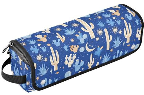 Blue Cacti Polka Dot Hair Tool Travel Bag for Women with Iron Mat Double-Layer Travel Carrying Case for Flat Irons, Straighteners, Curling Irons Trave Case for Women
