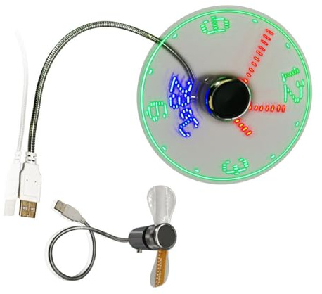 YiNLuax Petit Ventilateur Réel Afficher Le Ventilateur l'horloge Lumière USB Power Small Refroiding Fentillage Fan Clignotement pour Ordinateur Portable PC ARROUGE