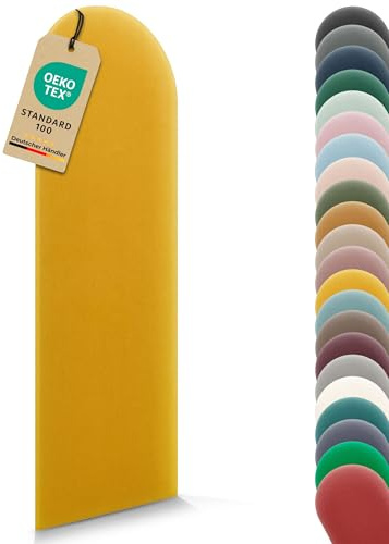 VELUYA Wandpolster Polsterplatte Rundbogen – Samt, Wandkissen 20 x 60 cm, Polsterpaneel, Oeko-TEX, Made in EU, Gelb M13