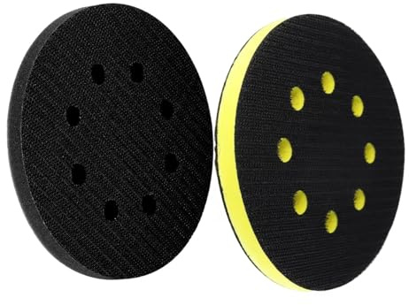 2PCS 5 Inch 8 Hole High-Density Foam Interface Pads, Soft Shock-Absorbing Cushion with Hook and Loop, Quick Attachment for Orbital Sander Polishing and Sanding