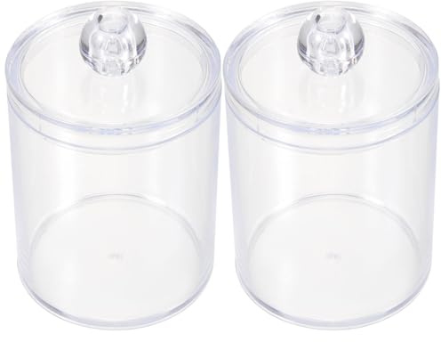 SHINEOFI Caja Doble Acrílica para Almacenamiento de Bastoncillos y Discos Desmaquillantes, Diseño Compacto Tapa Protectora, 2 Unidades para Uso en Baño