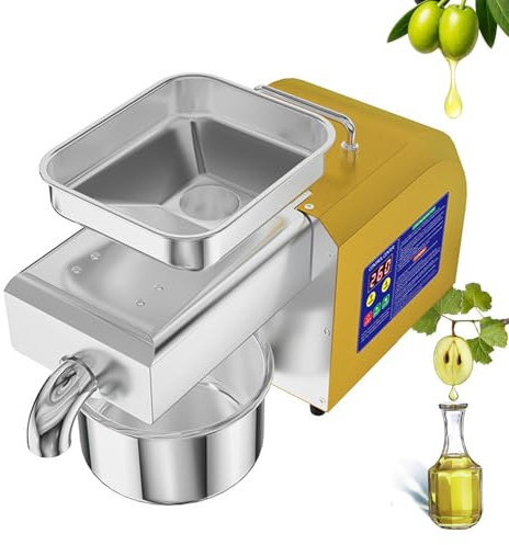 Estrattore automatico dell'olio, macchina della pressa dell'olio per semi, noci e olive, 1100W, pressa fredda e calda, Pannello di controllo intelligente, Acciaio inossidabile 304, Uscita 4-9kg/h