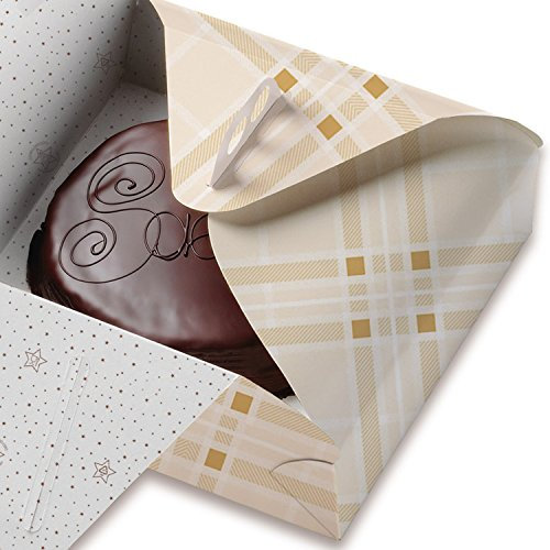 Europack24 25 Stück Torten- und Gebäckschachtel Motiv: Carré | 1-teilig, gestanzt | PE-beschichtet | bedruckt | Größe 250x250x70 mm