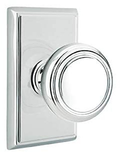 Emtek Privacy Set, Rectangular Rosette, Norwich Knob, Polished Chrome US26