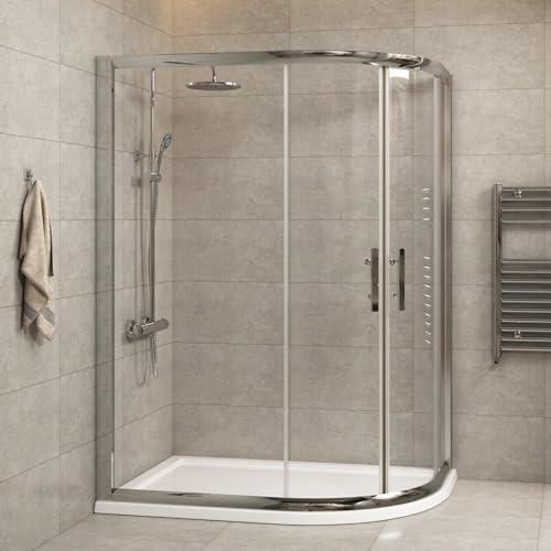 1200 x 800mm R/H Offset Quadrant Shower Cubicle with Tray 6mm Tempered Glass Sliding Door Shower Enclosure