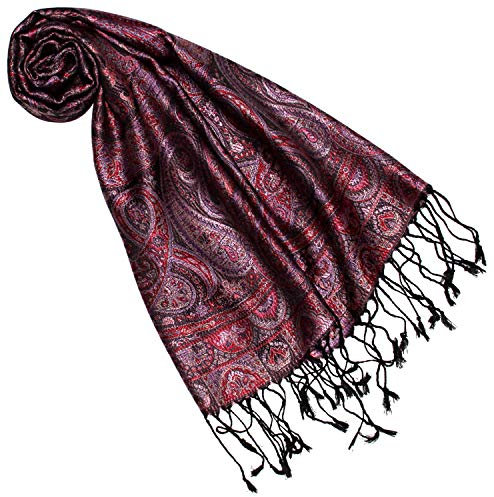 Lorenzo Cana Seidenschal für Frauen Schal 100% Seide gewebt Damenschal elegant Paisley Muster Weinrot 7864177