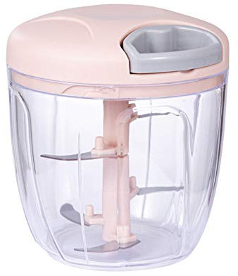 Cortador de frutas y verduras, multipicadora manual, cortador de cebolla con mecanismo de tracción (mezcla, centrifugar, almacenar) para verduras, frutas, cebollas, ajo, alimentos para bebés (rosa)