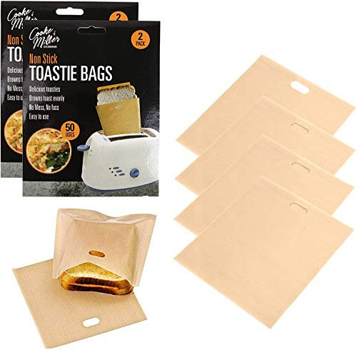 4 x REUSABLE TOASTER BAGS Non Stick Toastie Toast Sandwich Pockets Bag