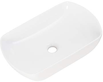 FACKELMANN Keramik Waschtisch NEW YORK/Maße (B x H x T): ca. 50,5 x 12 x 31,5 cm/ovales Aufsatzbecken/Waschbecken fürs Bad und Gäste WC/Keramikbecken mit Permanentablauf/Farbe: Weiß
