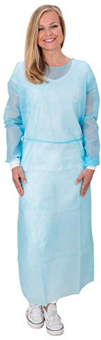 Vlies-Infektionsschutzkittel Professional | 10 Stück Blau | Infektionserregerschutz EN 14126 PE-Teil-Laminierung | mit Strickbündchen | PP-Schutzkittel 140 x 135 cm