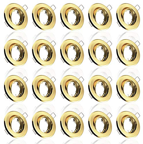 20x MAXKOMFORT Einbaustrahler IP20 mit GU10 Fassung RUND schwenkbar gold Einbauspot Einbauleuchte Rahmen Rostfrei Deckenspot Strahler Spot B002