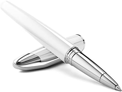 Colibri Equinox Tintenroller - weißes Lack und Und Chrom-Akzenten - Edel Tintenroller - Feder-clip -. Kommt In Einer Schönen Geschenkbox - Geschenk Für Männer Und Frauen