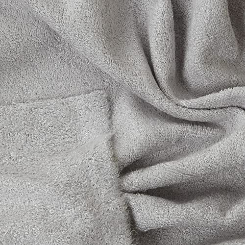 Kt KILOtela - Tissu éponge en bambou de serviette - Bavoir bébé, nouilles, serviettes - Absorbant, doux - Coupon de 100 cm de long x 150 cm de large - Gris perle - 1 mètre