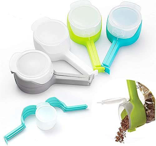 Norhogo 4 clip di chiusura con beccuccio, clip di chiusura in plastica, clip per sacchetti resistenti, clip per alimenti e snack