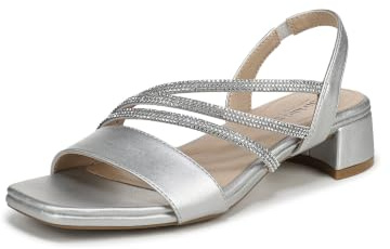 LifeStride Joy Strappy Sandal, Sandalia con talón Mujer, Plata, 39.5 EU Ancho