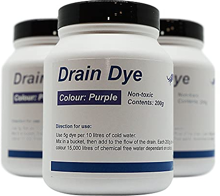 Tinte trazador para detección de fugas 200 gr - Tinte para la detección de fugas piscina - liquido detector fugas (Morado) Muy eficaz, uso muy sencillo, mezclar y listo