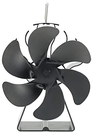 Kaminventilator, Ofenventilator, 6 Flügel, Ofenventilator, wärmebetriebener Kaminventilator für Holz/Holzbrenner/Kamin, umweltfreundliche Umwälzung und für große Räume