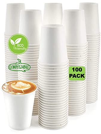 Tazze da caffè di carta, confezione da 50 tazze da caffè e tè usa e getta resistenti (8 once) riciclabili caldofredde – cioccolato leggero, eleganti bicchieri di carta per feste, campeggio, picnic