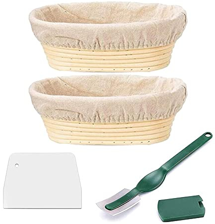 Plouluyt Cestini da Lievitazione per Pane Banneton - Cestini da Lievitazione Rotondi Banneton per Lievito Naturale Strumenti per Cestini per Pane nel Rattan Naturale
